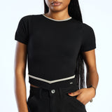 Black Hemline Seamless Top