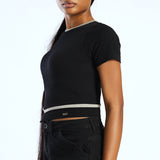 Black Hemline Seamless Top