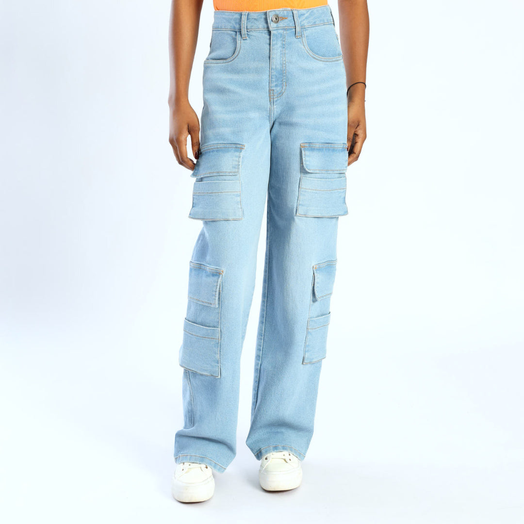 LADIES NOVA WIDE LEG CARGO JEAN