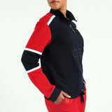 LADIES CIARRA NAVY/RED COLOUR BLOCK SWEATER