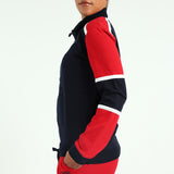 LADIES CIARRA NAVY/RED COLOUR BLOCK SWEATER