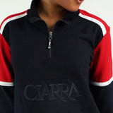LADIES CIARRA NAVY/RED COLOUR BLOCK SWEATER