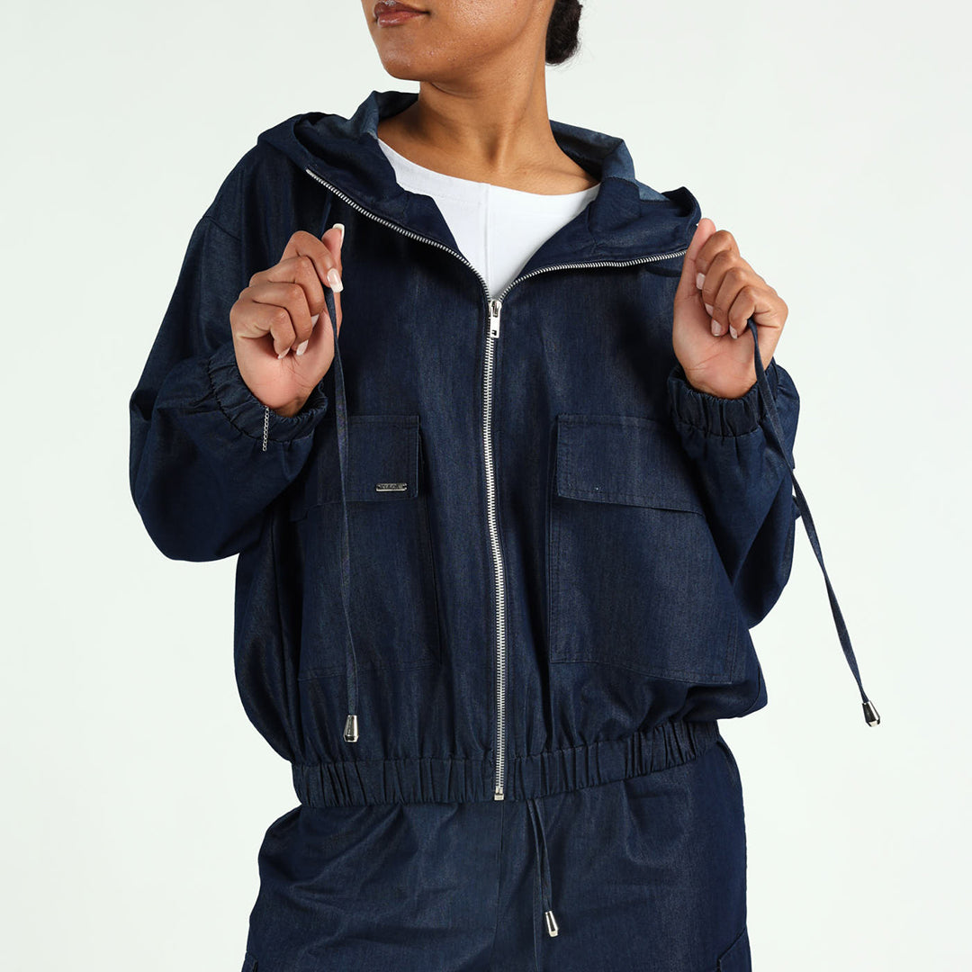 LADIES CIARRA DENIM BOMBER JACKET