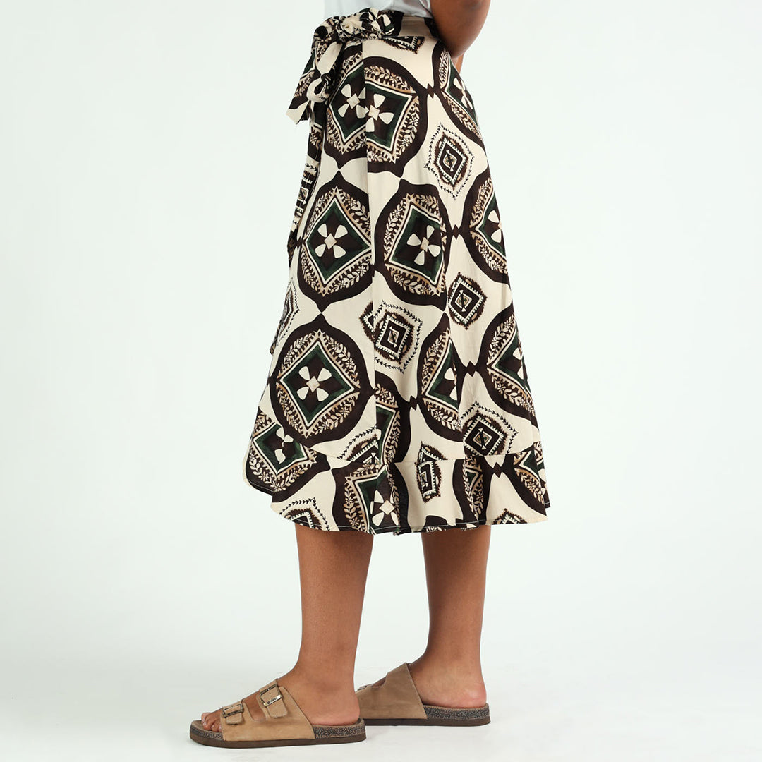 LADIES CIARRA CHOC WRAP SKIRT