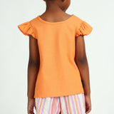 Girls Orange Puff Sleeve Top
