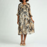 LADIES CIARRA BLACK/WHITE TIERED DRESS