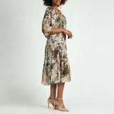 LADIES CIARRA BLACK/WHITE TIERED DRESS