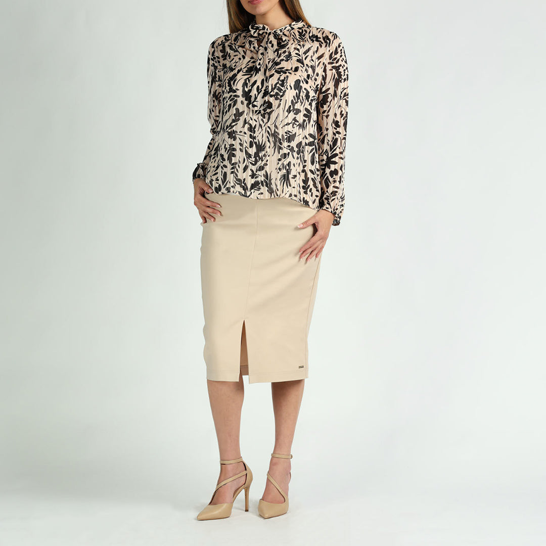 LADIES CIARRA BLACK/WHITE LUREX BLOUSE