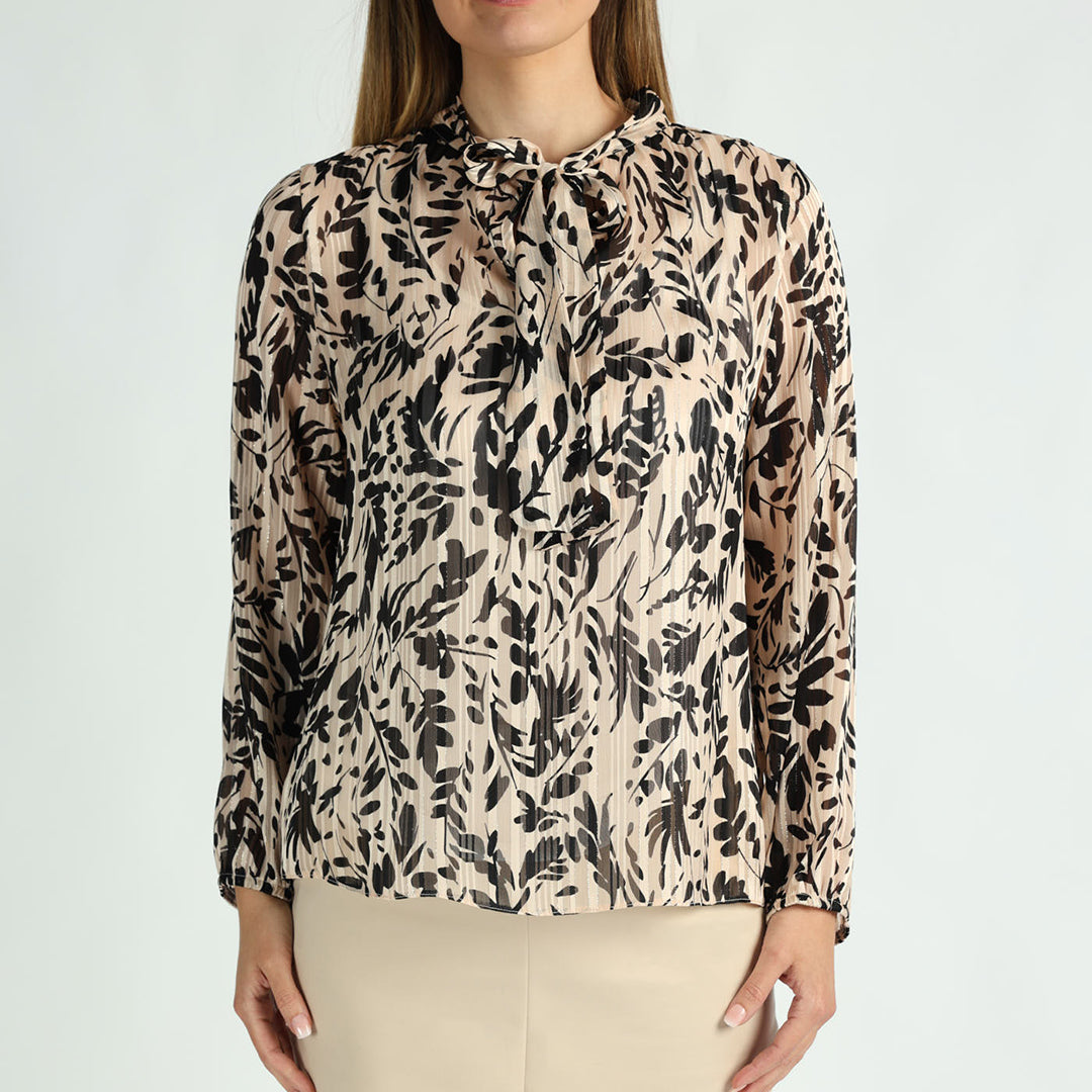 LADIES CIARRA BLACK/WHITE LUREX BLOUSE