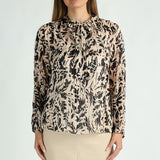 LADIES CIARRA BLACK/WHITE LUREX BLOUSE