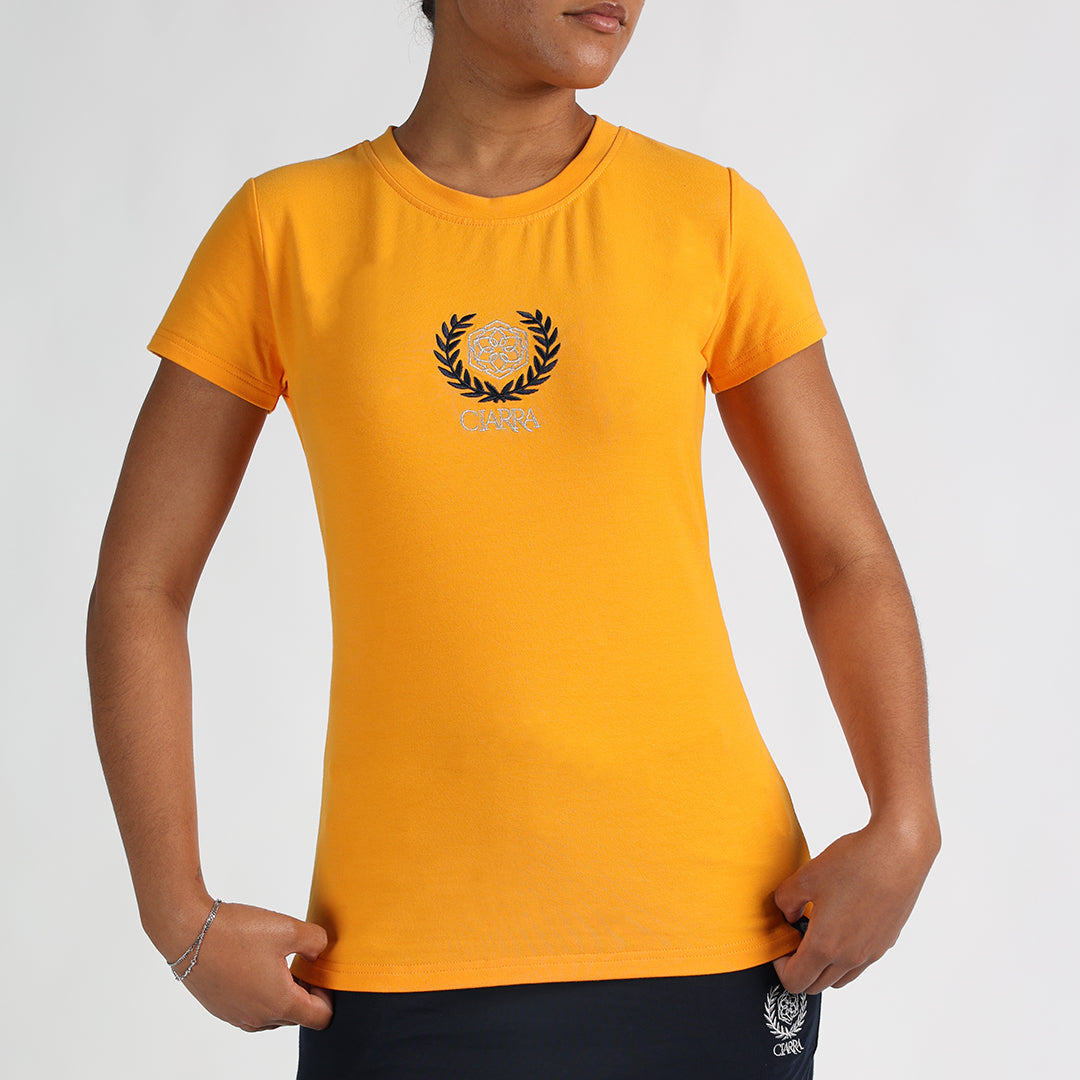 LADIES OCHRE/STRIPE 2PK TOP