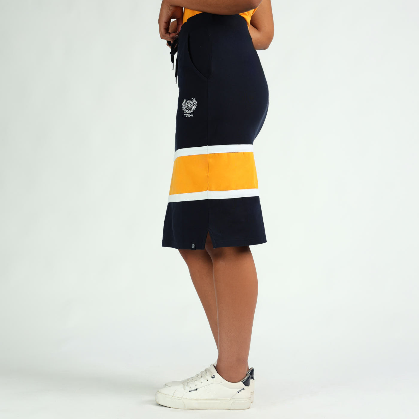 LADIES CIARRA NAVY/OCHRE SKIRT