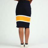 LADIES CIARRA NAVY/OCHRE SKIRT