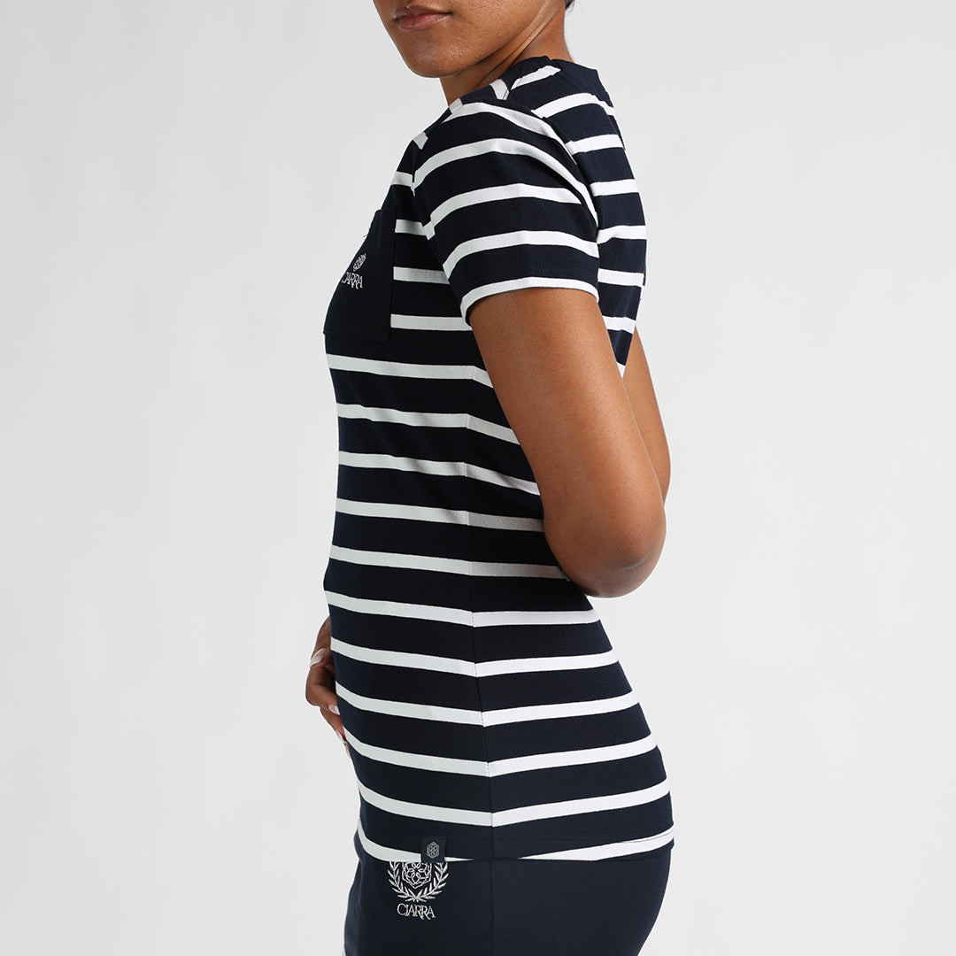 LADIES OCHRE/STRIPE 2PK TOP
