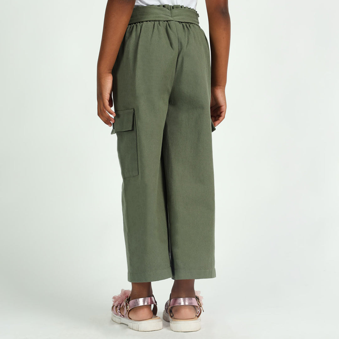 Girls Olive Cargo Pant