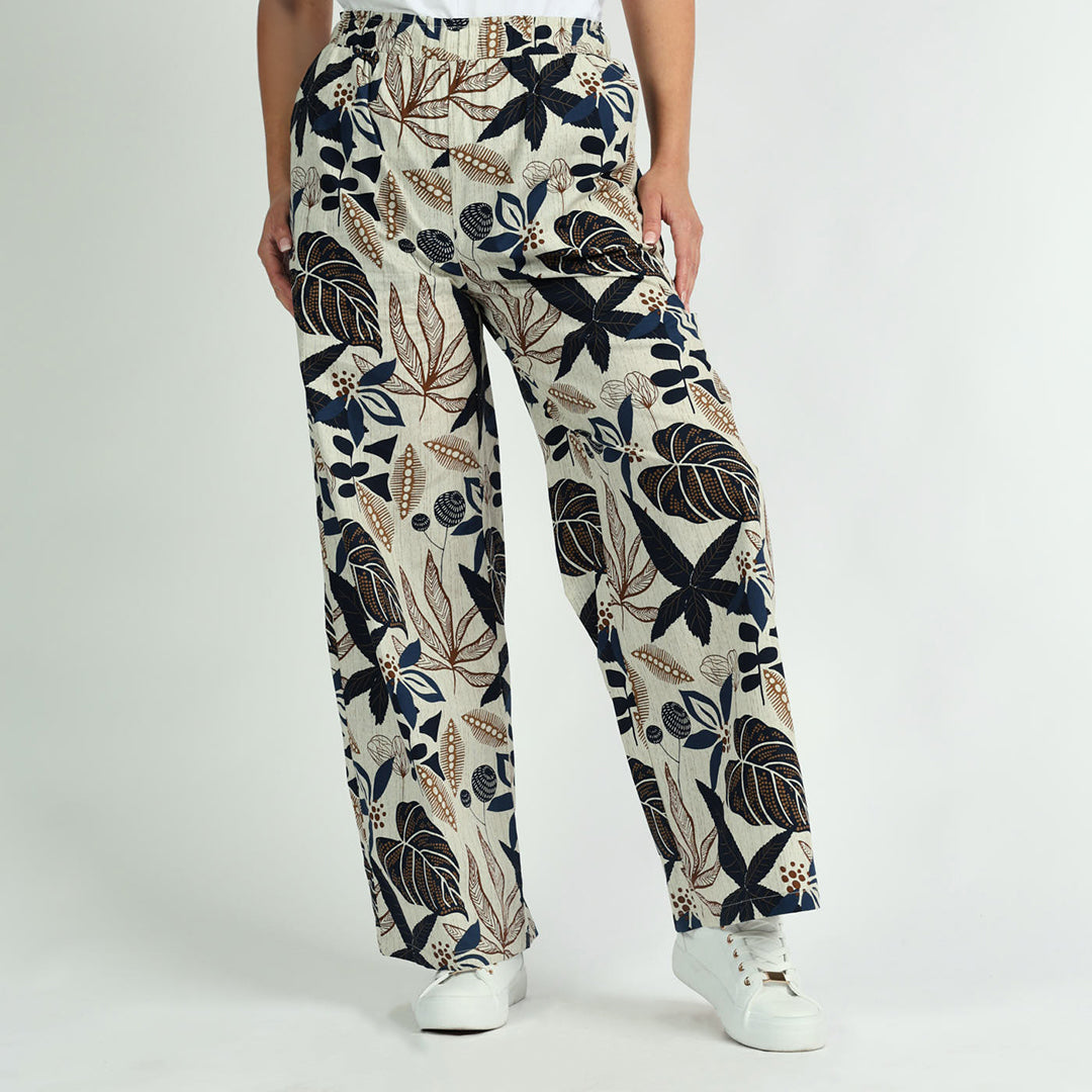 LADIES CIARRA NAVY/WHITE WIDE LEG PANTS