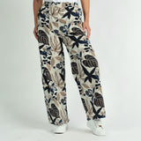 LADIES CIARRA NAVY/WHITE WIDE LEG PANTS