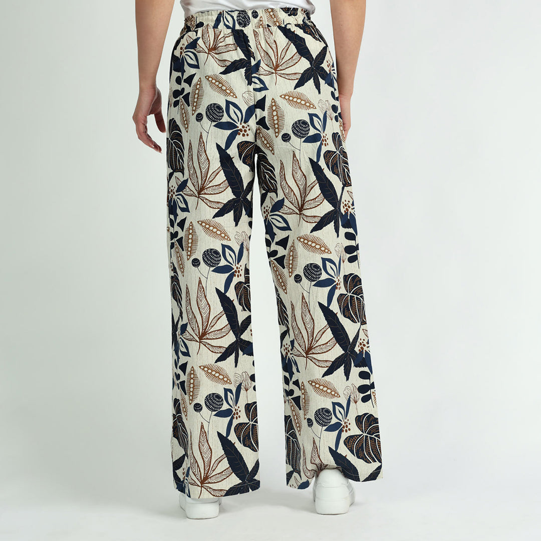 LADIES CIARRA NAVY/WHITE WIDE LEG PANTS