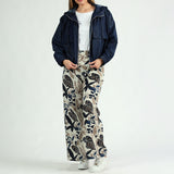 LADIES CIARRA NAVY/WHITE WIDE LEG PANTS