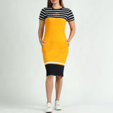 LADIES CIARRA NAVY/WHT STRIPE DRESS