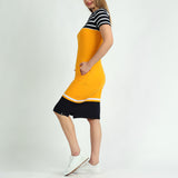 LADIES CIARRA NAVY/WHT STRIPE DRESS