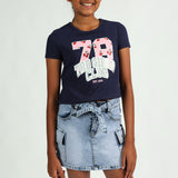 Girls Navy Graphic Tee