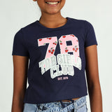 Girls Navy Graphic Tee