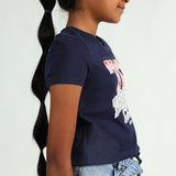 Girls Navy Graphic Tee