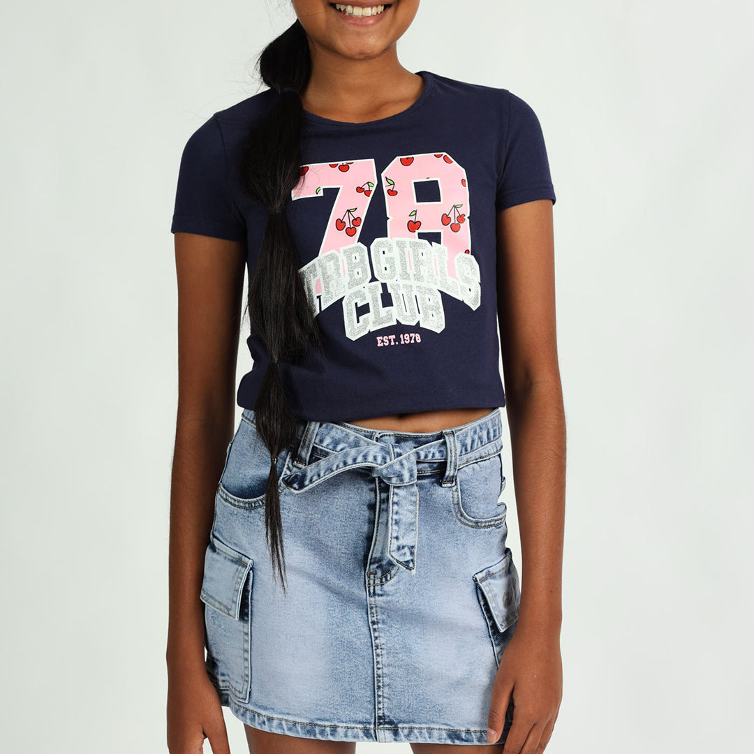 Girls Denim Cargo Skirt