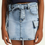 Girls Denim Cargo Skirt