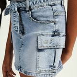 Girls Denim Cargo Skirt