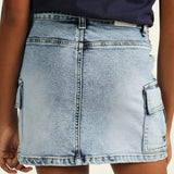 Girls Denim Cargo Skirt