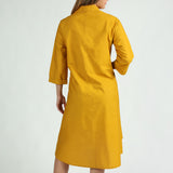 Ochre Pleated Shirt Dress