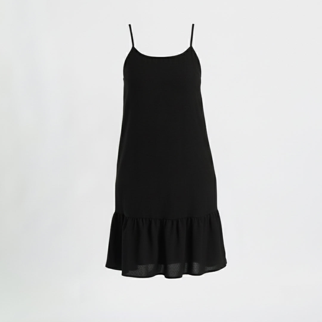 LADIES BLACK STRAPPY TIERED DRESS