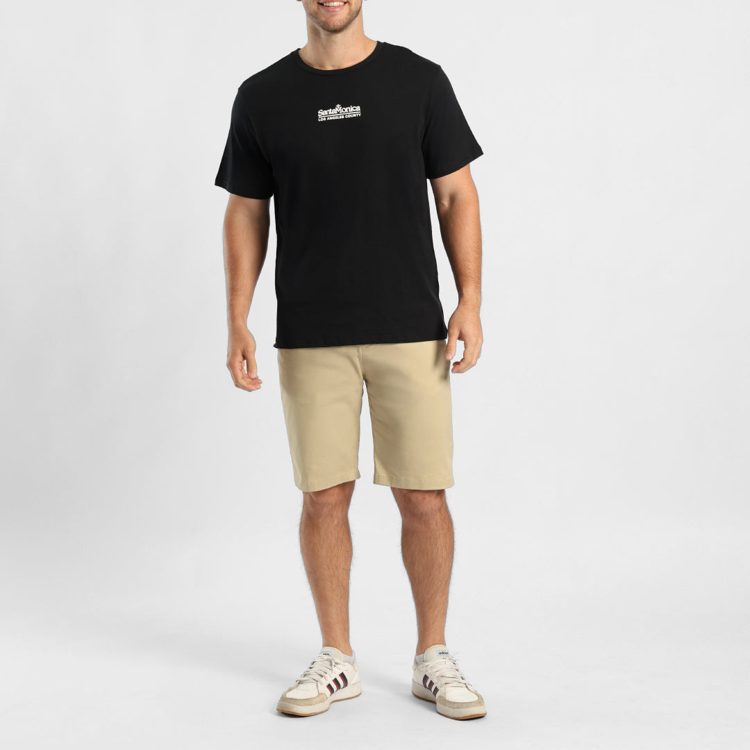 MENS BLACK S/S T-SHIRT WITH FRONT AND BACK PRINT