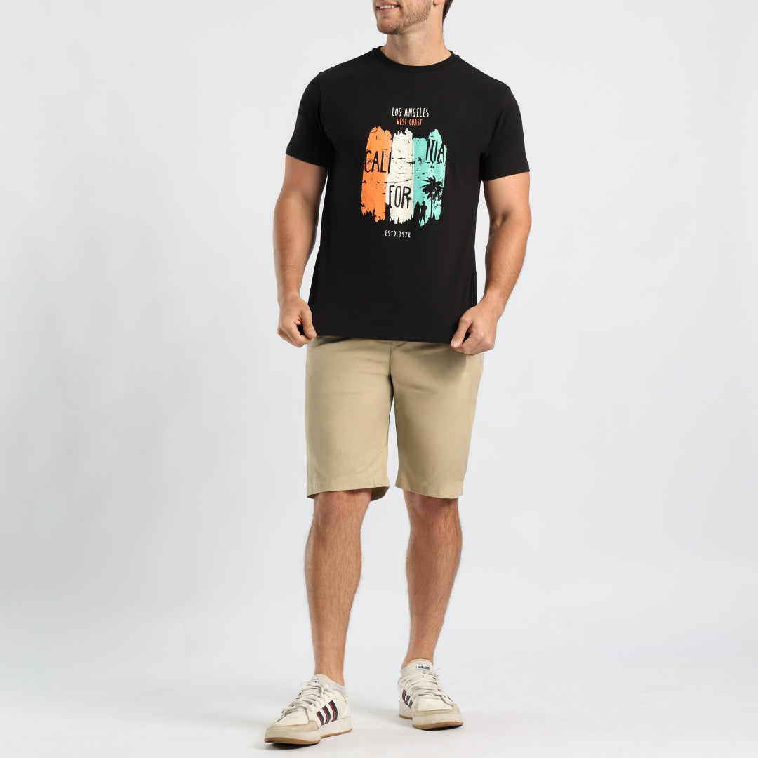 MENS BLACK PRINTED T-SHIRT
