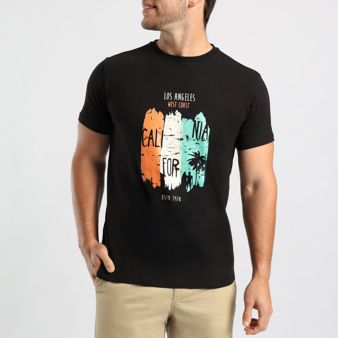 MENS BLACK PRINTED T-SHIRT
