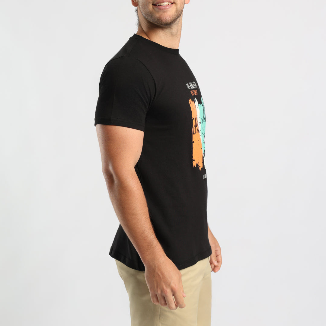 MENS BLACK PRINTED T-SHIRT