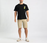 MENS BLACK S/S T-SHIRT WITH FRONT AND BACK PRINT