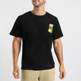 MENS BLACK S/S T-SHIRT WITH FRONT AND BACK PRINT
