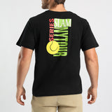 MENS BLACK S/S T-SHIRT WITH FRONT AND BACK PRINT