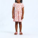 PRE-GIRLS MRP PINK FLORAL SHORT SLEEVE DRESS
