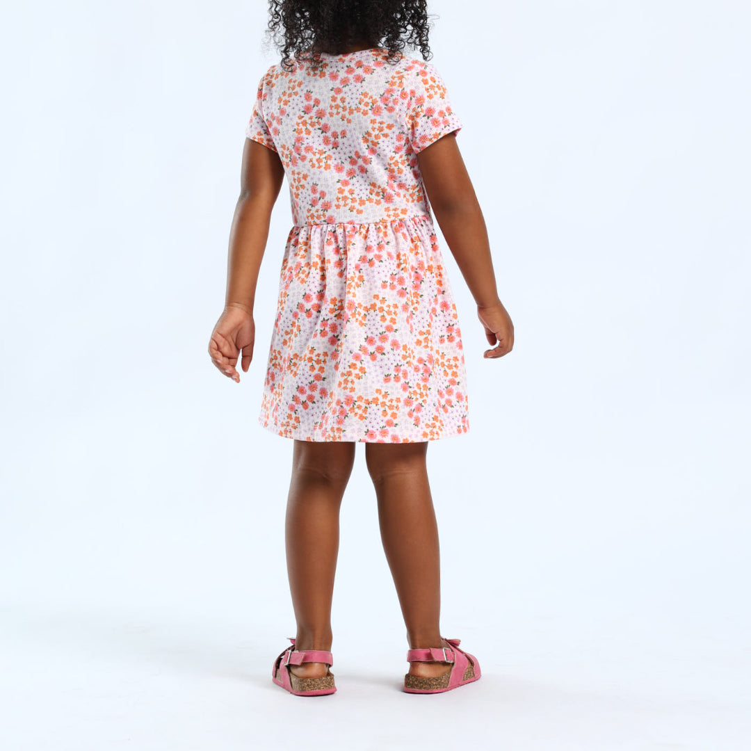 PRE-GIRLS MRP PINK FLORAL SHORT SLEEVE DRESS