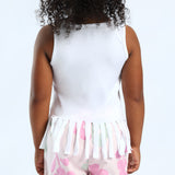 WHITE PRINTED SHORT SLEEVE TOP