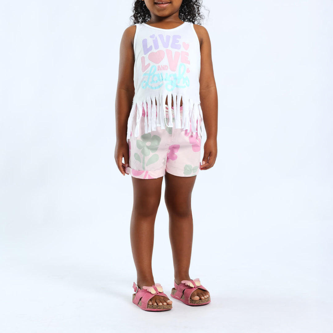 WHITE PRINTED SHORT SLEEVE TOP