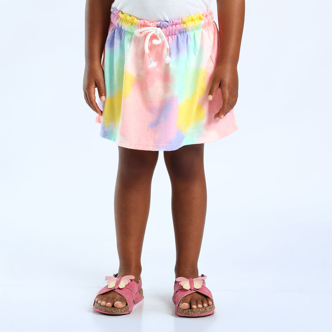 GIRLS PINK DYE TIE SKORT