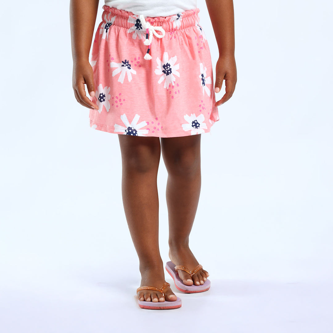 GIRLS PINK PRINTED SKORT