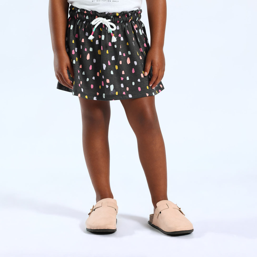 GIRLS GREY PRINTED SKORT