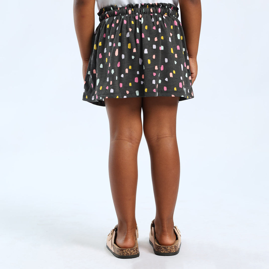 GIRLS GREY PRINTED SKORT