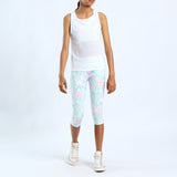 GIRLS WHITE PRINTED GYM PANT